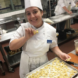 Sara learning to make bowtie pasta